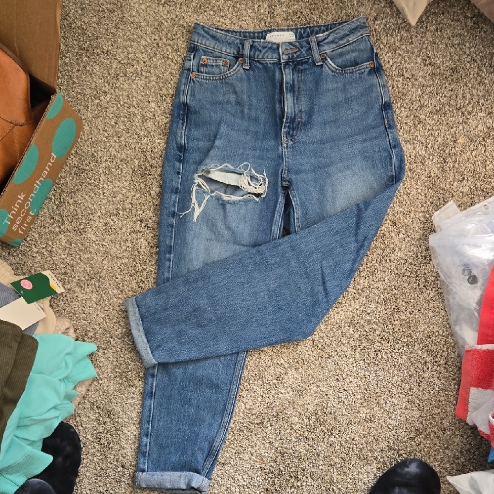 Topshop Distressed Mom Jeans 25W/30L